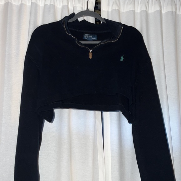 Ralph Lauren Polo Reworked Crop Zip Collared Sweater - Picture 3 of 5